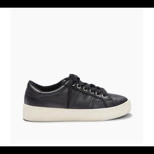 Gold black leather sneakers